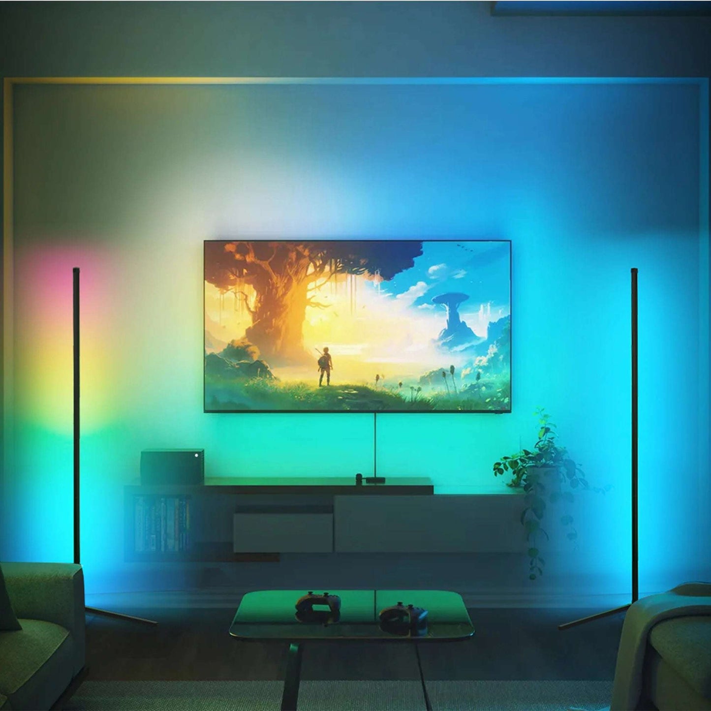 EP LIGHT Smart Corner Lamp | RGB LED Color-Changing Floor Lamp with Remote & App Control | Music Sync Ambiance Lighting
