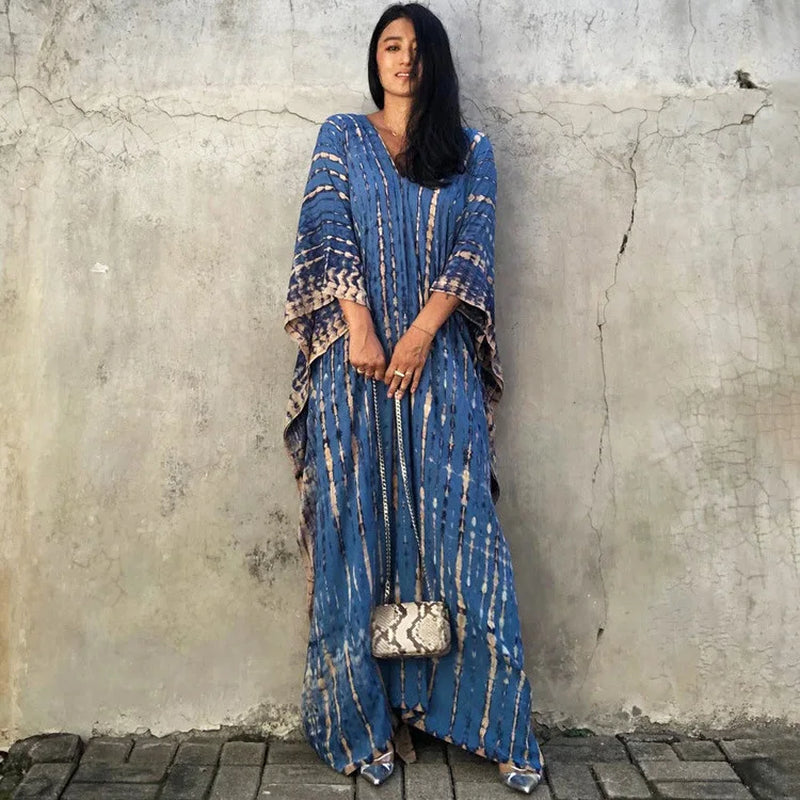 Loose Casual Caftan Beach Maxi Dress for Women | Half Sleeve Swimsuit Cover-Up