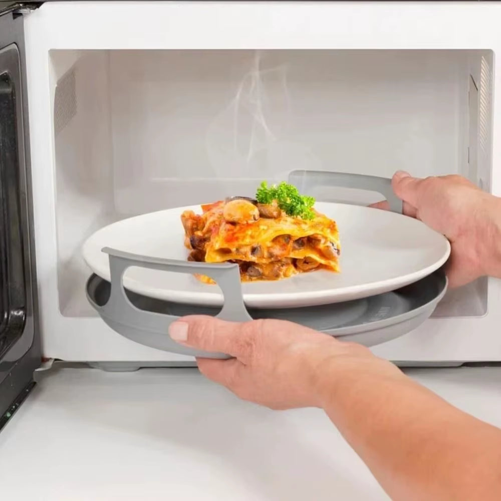 Microwave Plate Holder & Bowl Carrier | Heat-Resistant Tray with Handles for Hot Food