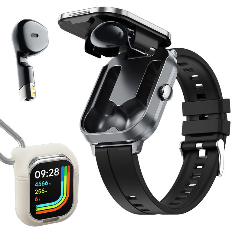 Smart Watch with Built-in Wireless Earbuds | Fitness Tracker, Bluetooth Calling & Music Play | Android & iPhone Compatible