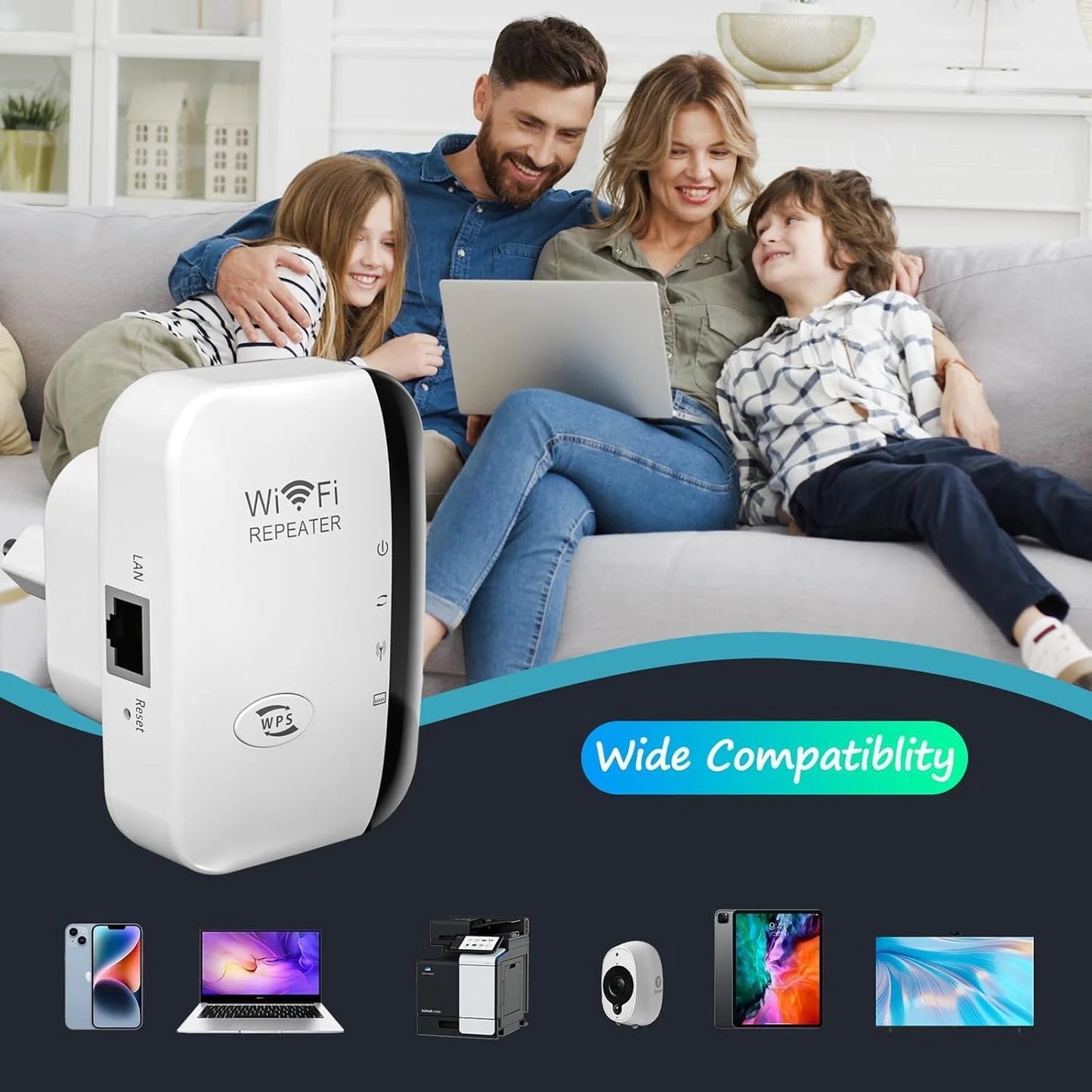 Emlimny Wifi Extender Signal Booster - 1200Mbps, 3000 Sq.Ft Coverage, 2.4 & 5GHz Dual Band Wifi Repeater