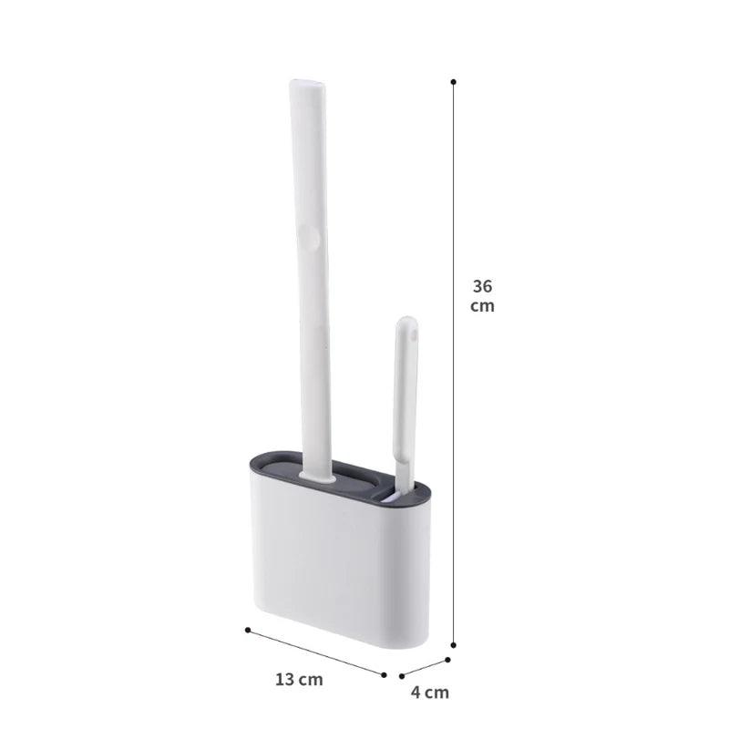 Space-Saving Toilet Cleaning Set | No-Scratch Silicone Brush with Quick-Dry Wall Mount