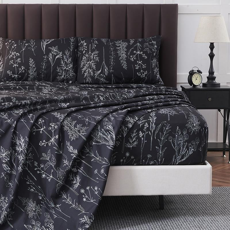 HYPREST Microfiber Floral Sheet Set | 18" Deep Pocket, Wrinkle & Fade Resistant | OEKO-TEX Certified Bedding