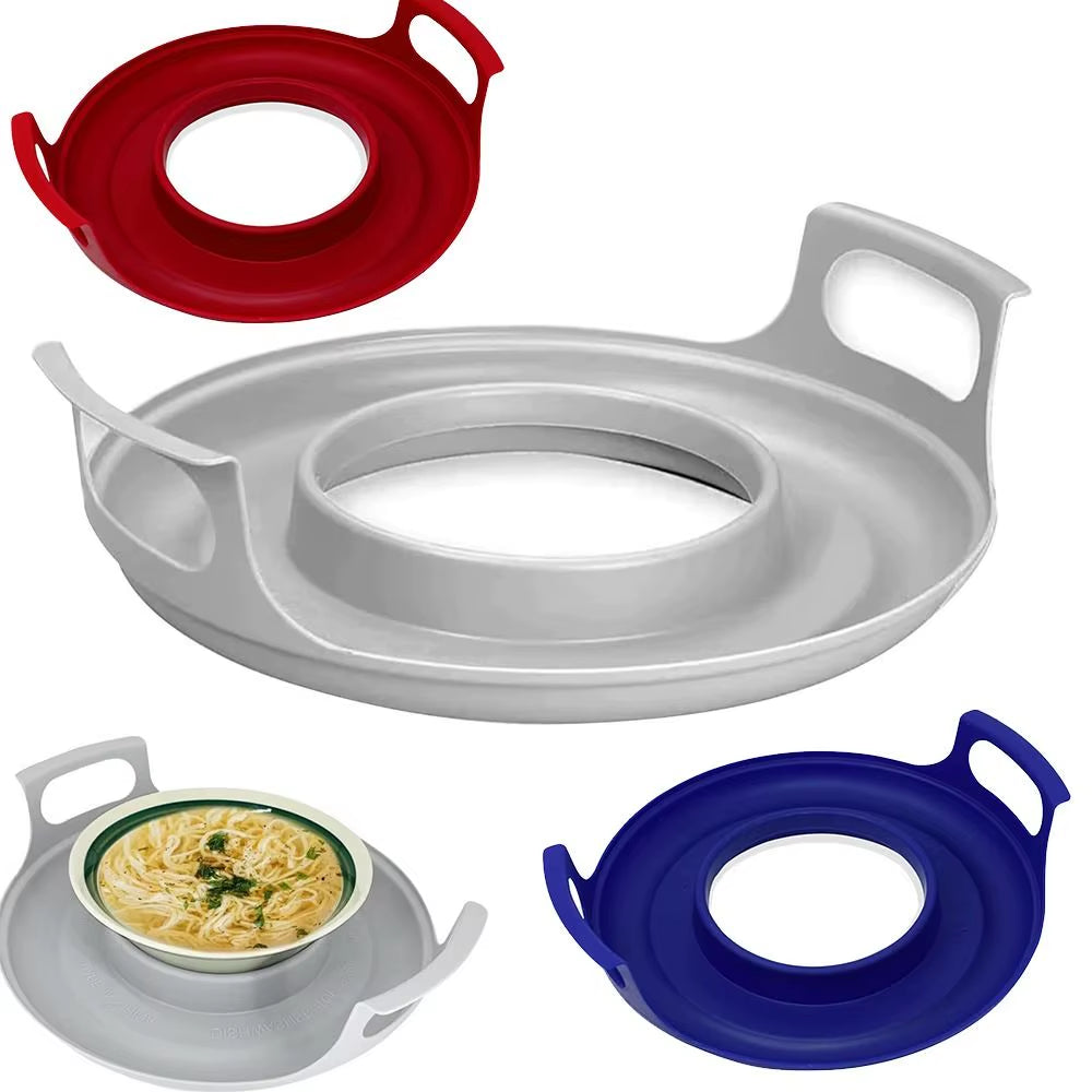 Microwave Plate Holder & Bowl Carrier | Heat-Resistant Tray with Handles for Hot Food