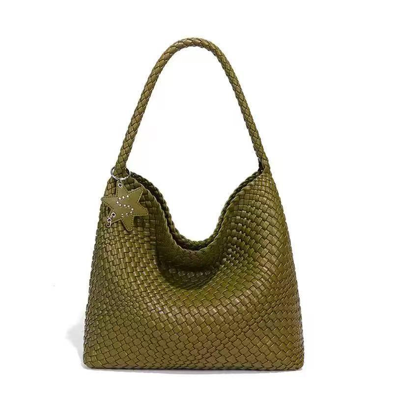 Fashionable Woven Craft Tote Bag | Durable Everyday Handbag with Star Pattern & Organizer Pouch