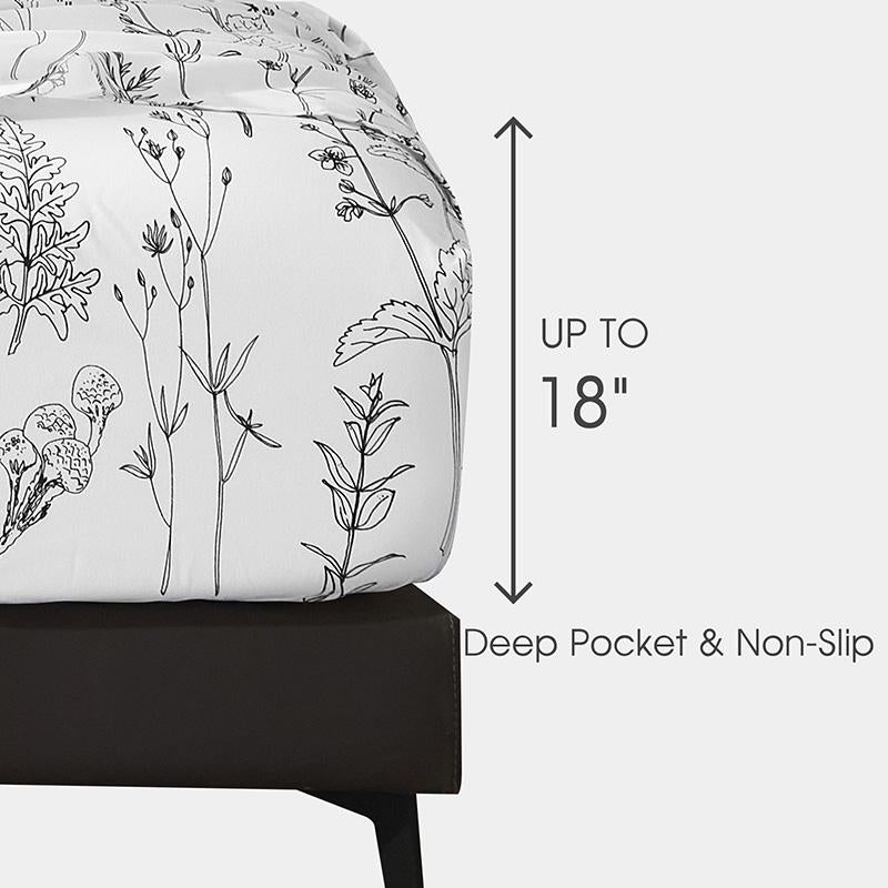 HYPREST Microfiber Floral Sheet Set | 18" Deep Pocket, Wrinkle & Fade Resistant | OEKO-TEX Certified Bedding