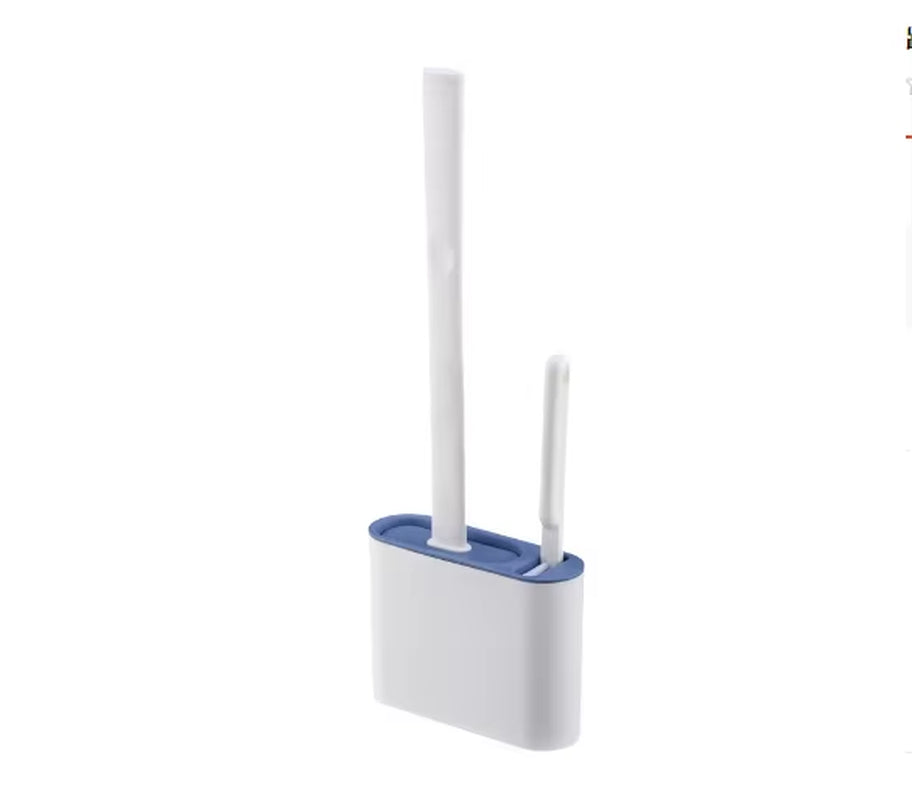 Space-Saving Toilet Cleaning Set | No-Scratch Silicone Brush with Quick-Dry Wall Mount