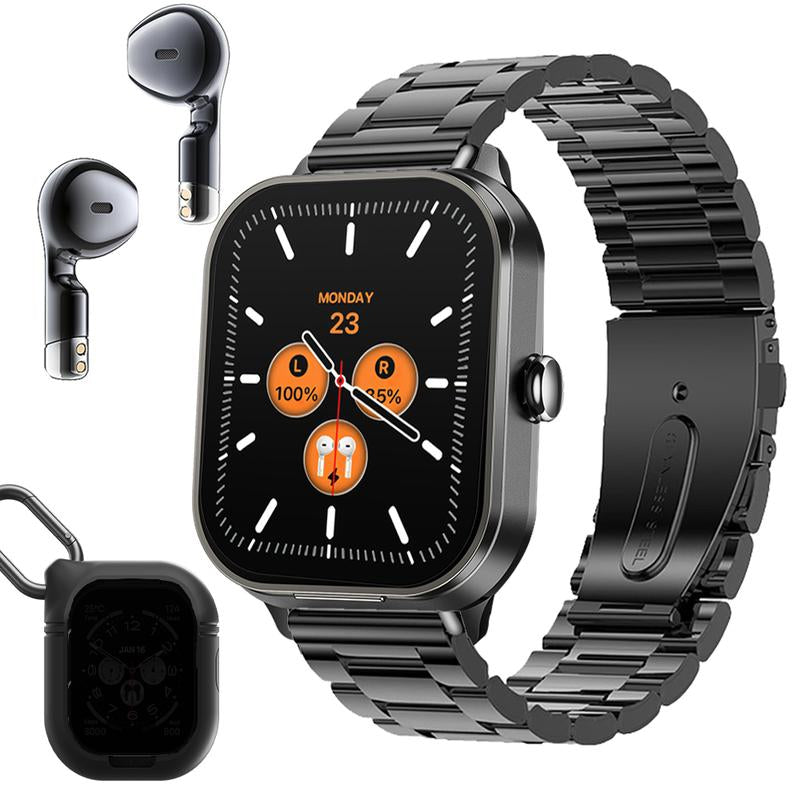 Smart Watch with Built-in Wireless Earbuds | Fitness Tracker, Bluetooth Calling & Music Play | Android & iPhone Compatible