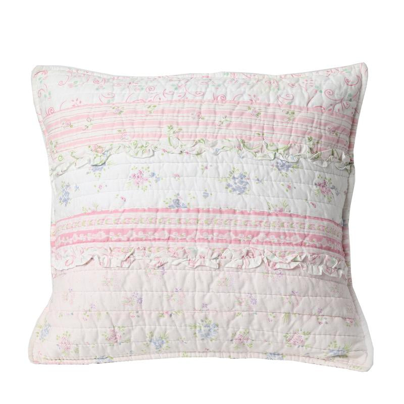 Lace Ruffle Cotton Quilt Set | Pink Patchwork Reversible Bedding | Elegant & Soft for All Seasons