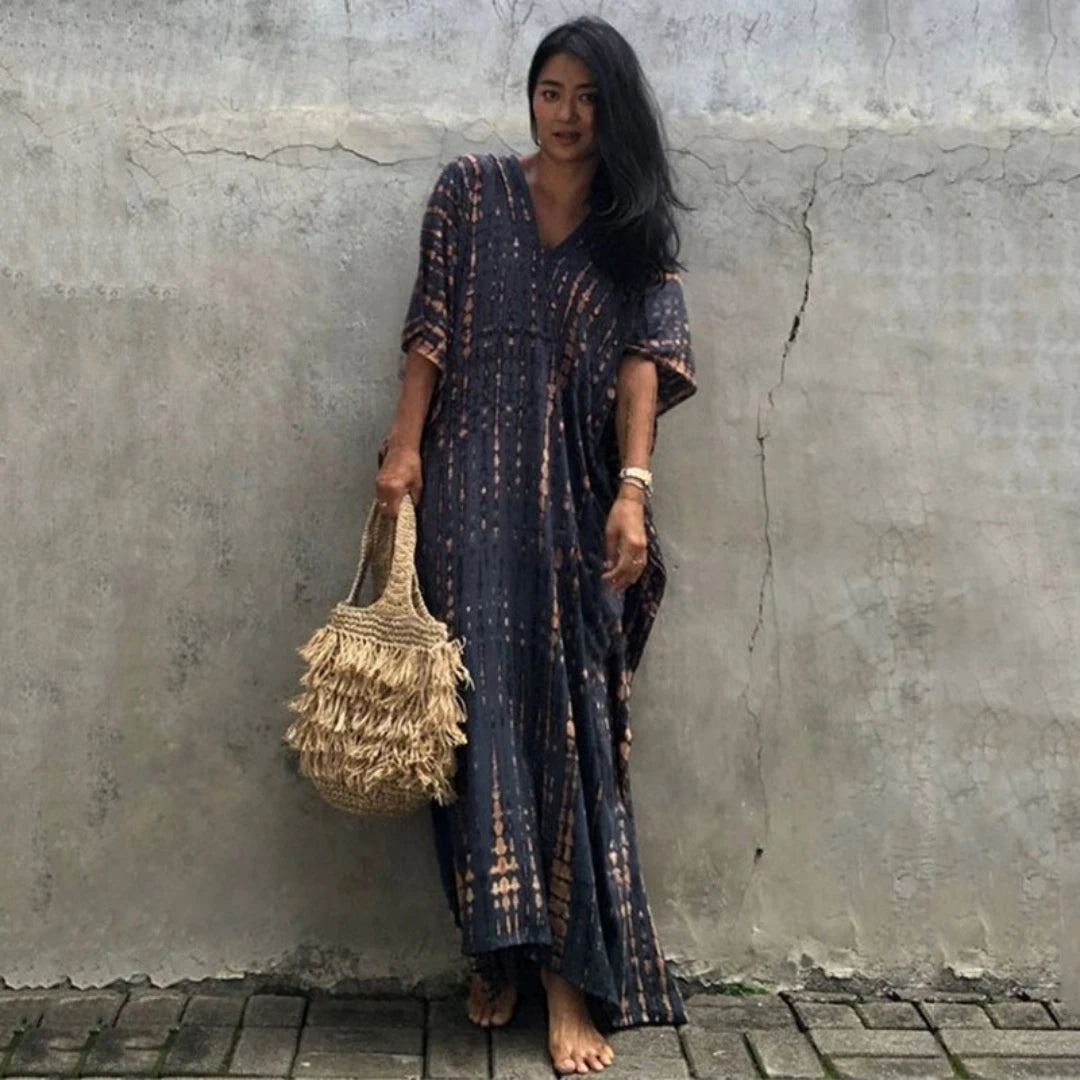 Loose Casual Caftan Beach Maxi Dress for Women | Half Sleeve Swimsuit Cover-Up