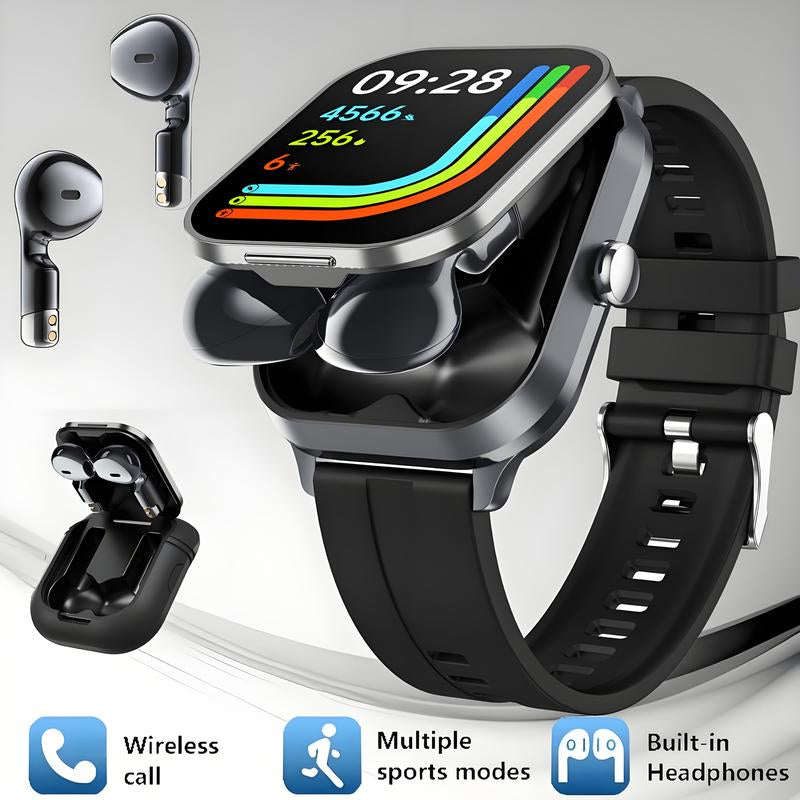 Smart Watch with Built-in Wireless Earbuds | Fitness Tracker, Bluetooth Calling & Music Play | Android & iPhone Compatible