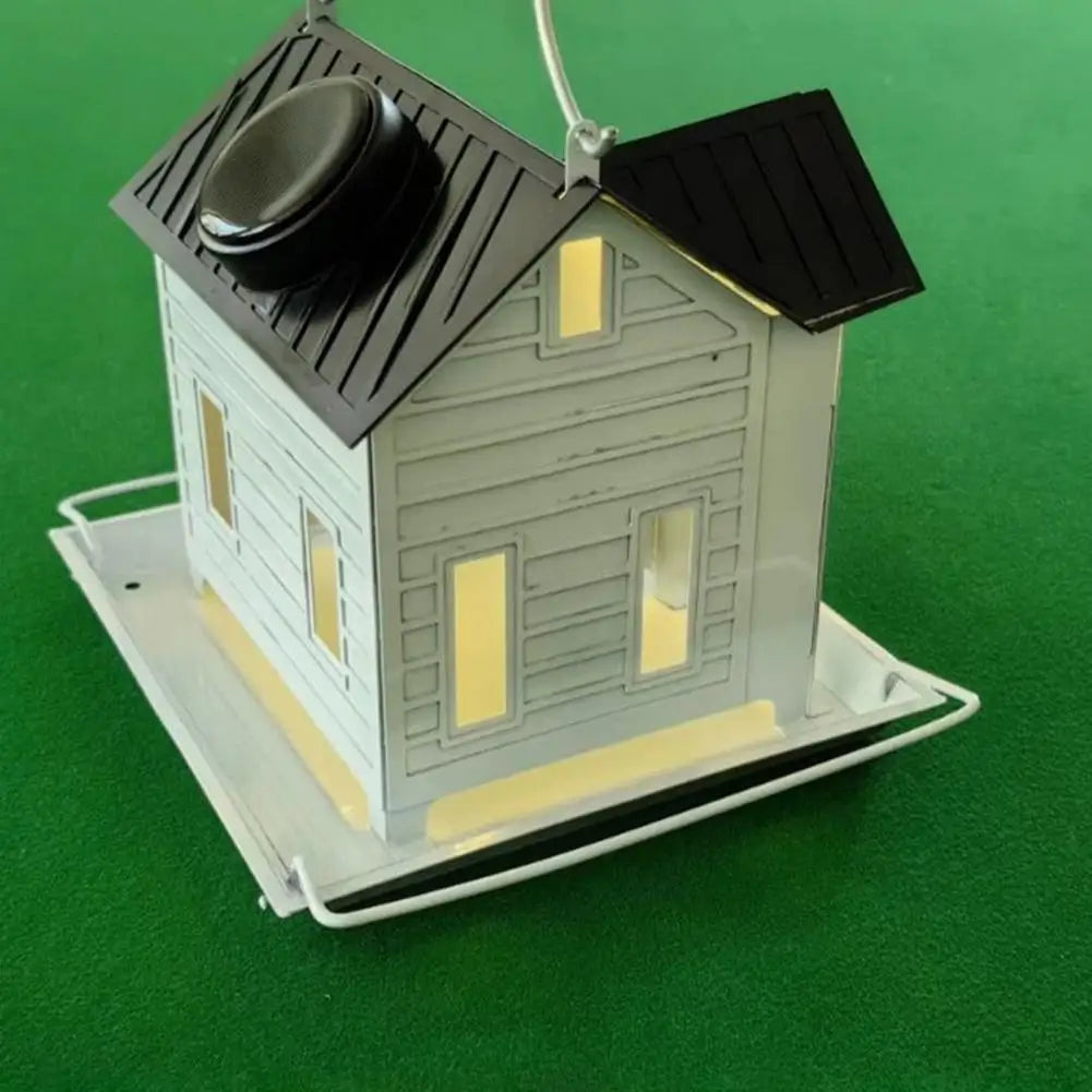 Solar-Powered Bird Feeder with Lights - Durable Metal & Dual Compartments, Unique Garden Gift