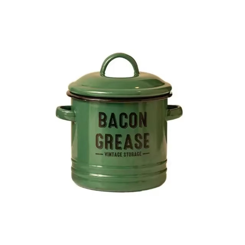 Vintage Enamel Oil Pot Large Capacity Grease Container for Rustic Kitchen Decor