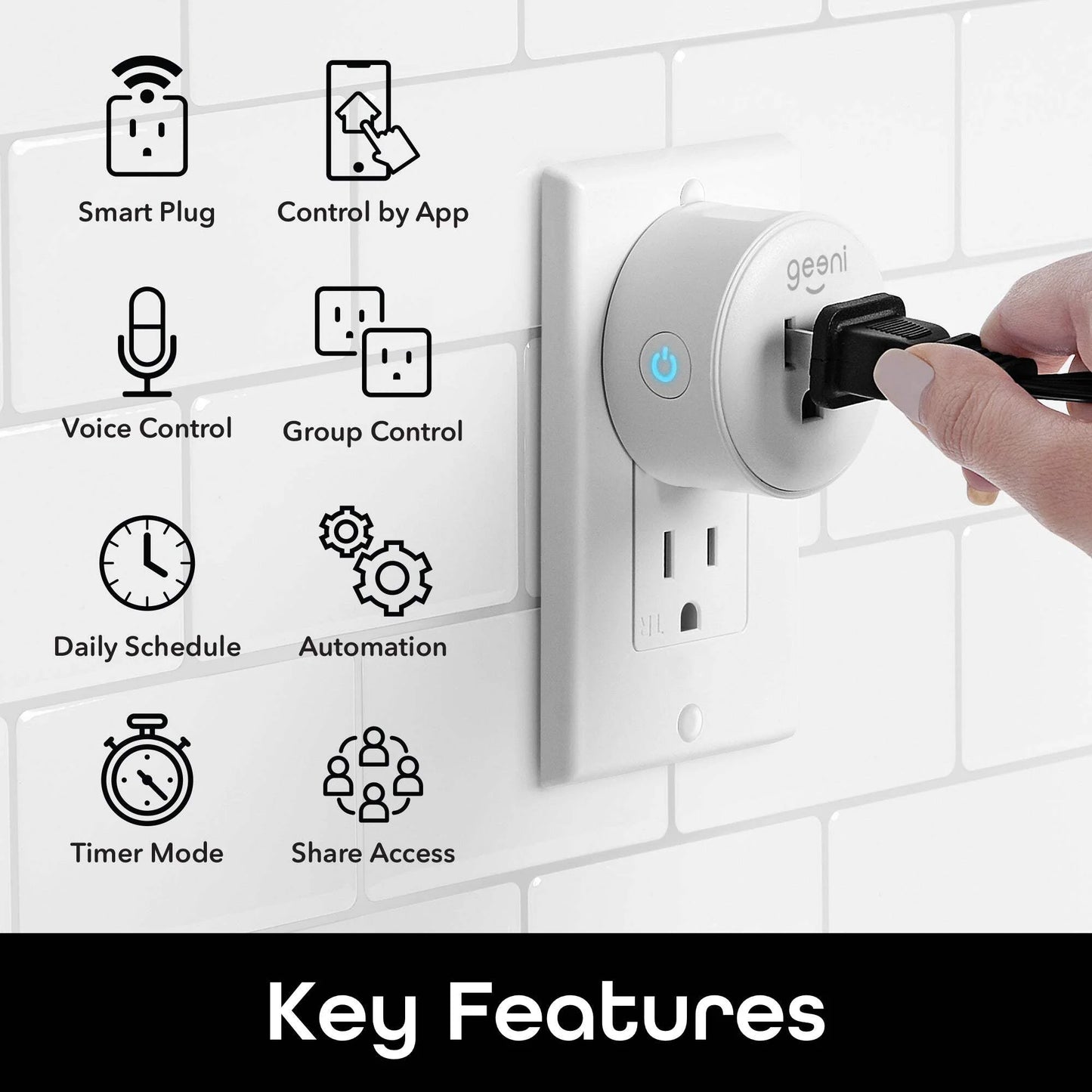 Geeni DOT Smart Plug | Compact Wi-Fi Outlet (2.4GHz) with Remote & Voice Control (2-Pack) | Alexa & Google Compatible