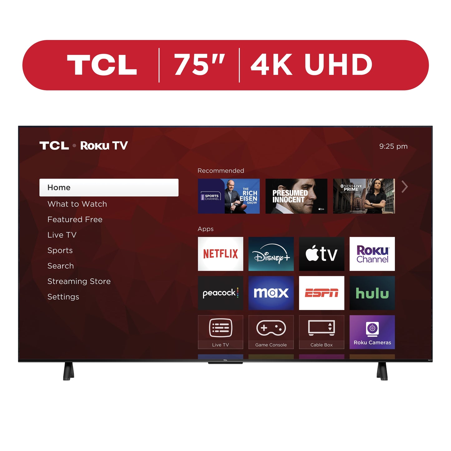 TCL 75” Class S4 (75S451) 4K UHD HDR Smart TV with Roku TV | Voice Control, AirPlay, & 4 HDMI Inputs