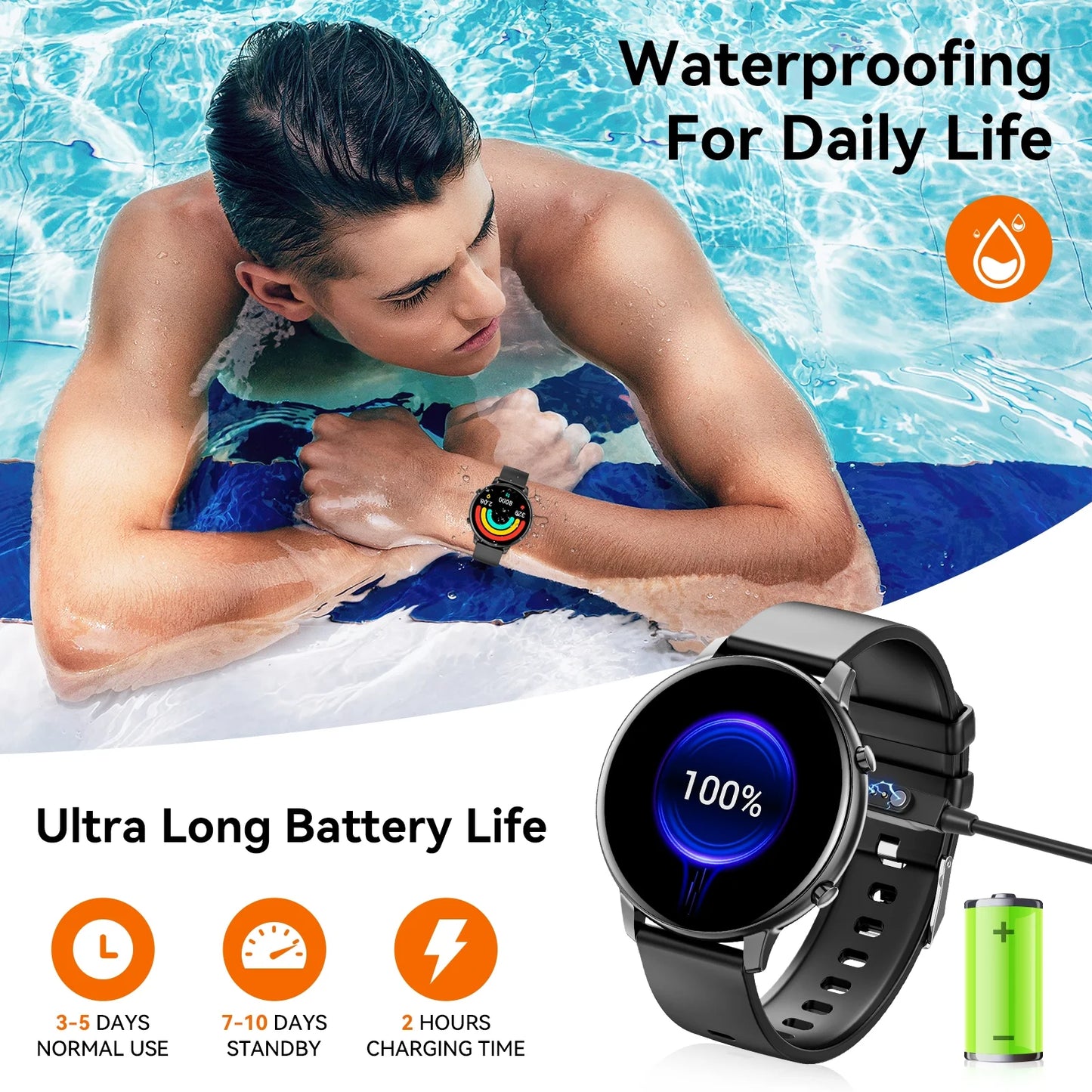Men's Smart Watch with Answer/Make Calls | 1.39" Large HD Screen, Fitness Tracker & IP68 Waterproof Android/iPhone