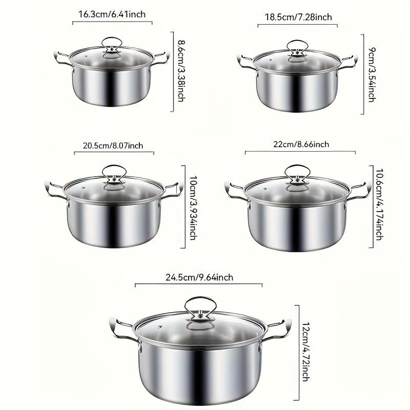Premium 10-Piece Stainless Steel Cookware Set by TAUFIKT | Durable Pots with Lids for All Stovetops