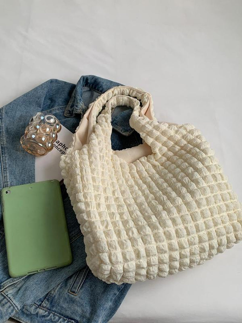 Casual & Versatile Jacquard Tote Bag | Large Capacity Summer Fashion Handbag for Women | Durable Travel & Shopping Bag
