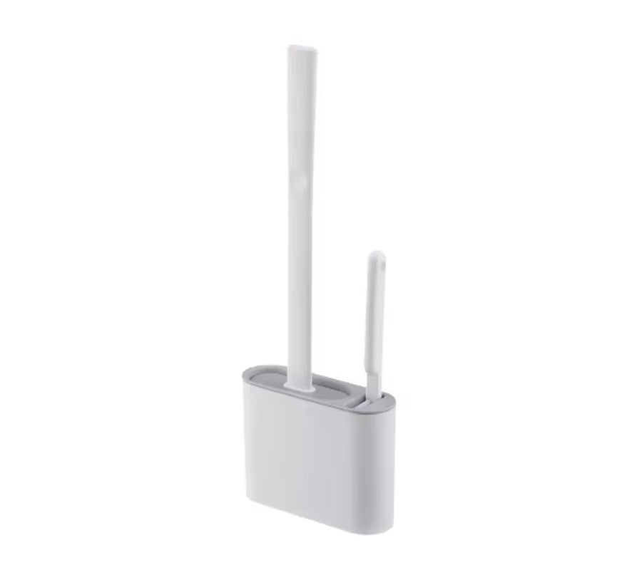 Space-Saving Toilet Cleaning Set | No-Scratch Silicone Brush with Quick-Dry Wall Mount