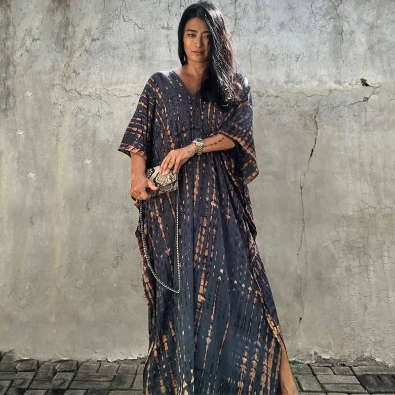 Loose Casual Caftan Beach Maxi Dress for Women | Half Sleeve Swimsuit Cover-Up