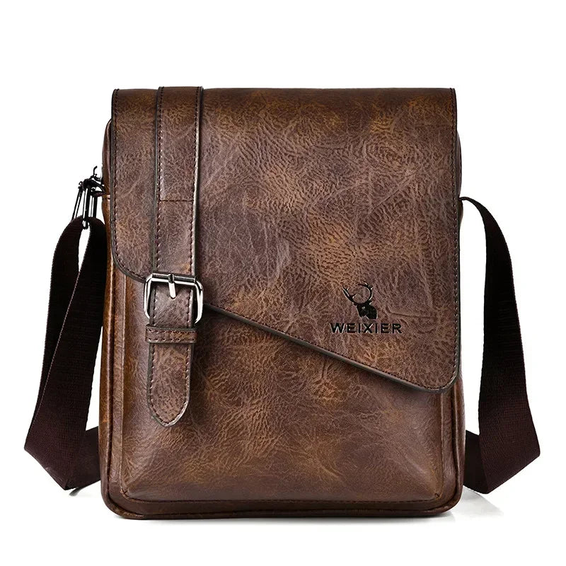 Weixier Men's Versatile Business Bag | PU Leather Satchel with Interior & Exterior Pockets