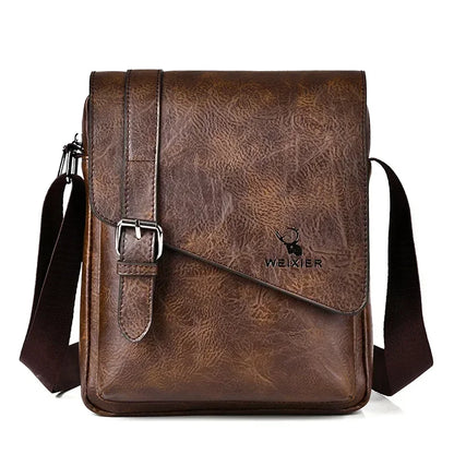 Weixier Men's Versatile Business Bag | PU Leather Satchel with Interior & Exterior Pockets