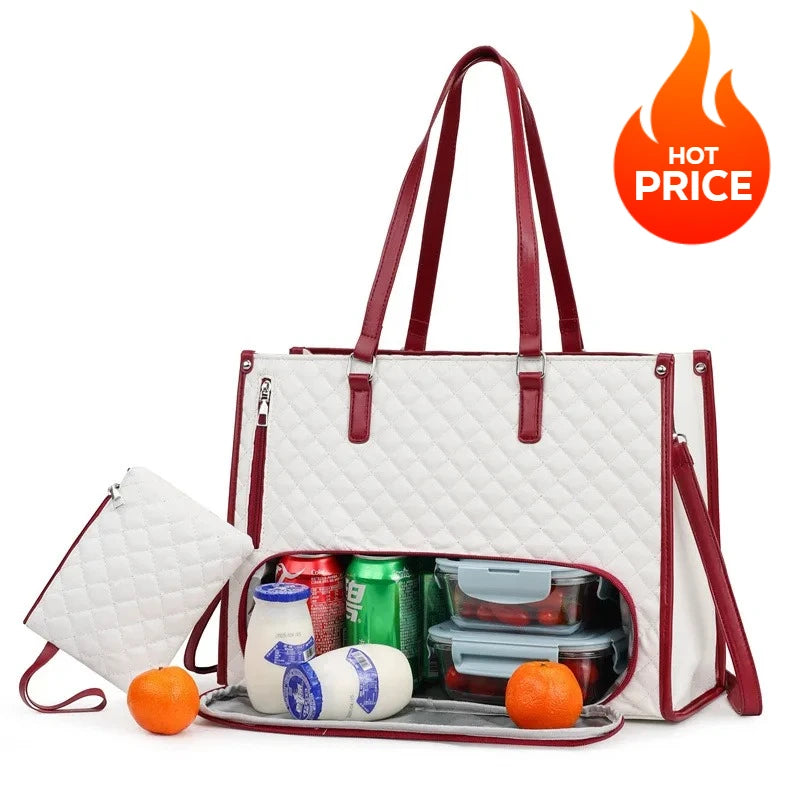 Multi-Purpose Waterproof Travel Bag for Women | Durable Tote with Hidden Lunch Compartment & Laptop Sleeve