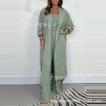 Versatile Women's Jumpsuit | Thin Solid Outerwear with Pleated Wide Legs & Lace-Up Detail for Work & Play