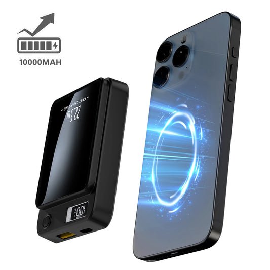 Compact Wireless Portable Charger (Black) | 10000mAh, 22.5W Fast Charging, Magnetic Power Bank for All Devices