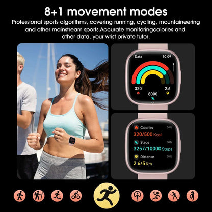 Mingdaln Smart Watch for Android & iPhone | 1.72-inch HD Display, Customizable Faces, Fitness Tracker (Alloy Pink)