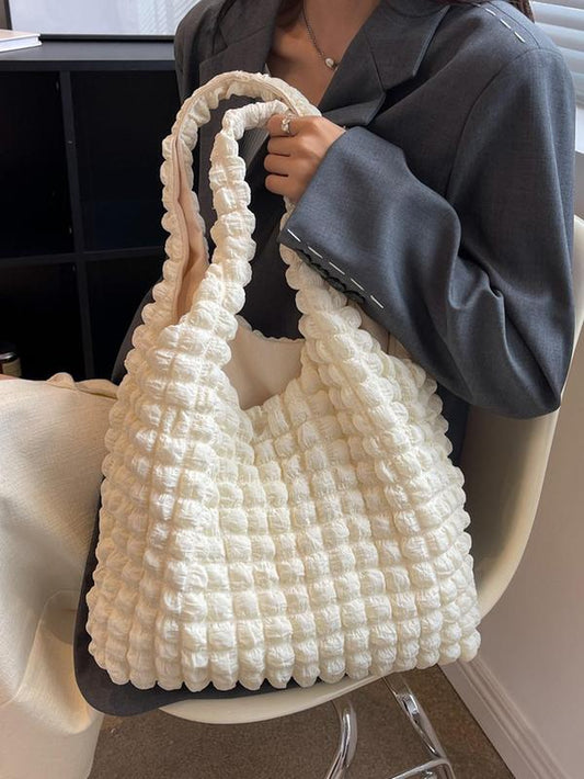 Casual & Versatile Jacquard Tote Bag | Large Capacity Summer Fashion Handbag for Women | Durable Travel & Shopping Bag