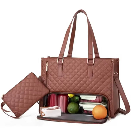 Multi-Purpose Waterproof Travel Bag for Women | Durable Tote with Hidden Lunch Compartment & Laptop Sleeve