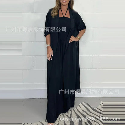 Versatile Women's Jumpsuit | Thin Solid Outerwear with Pleated Wide Legs & Lace-Up Detail for Work & Play