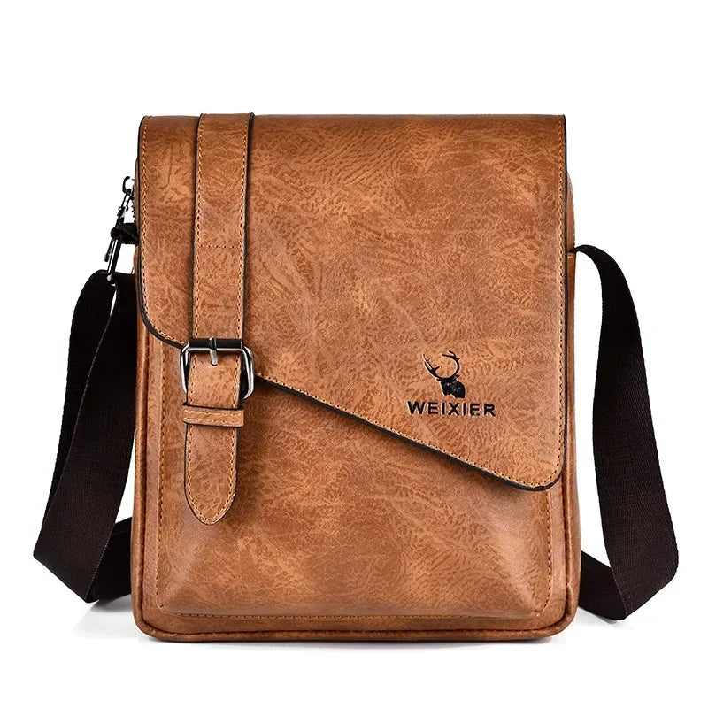 Weixier Men's Versatile Business Bag | PU Leather Satchel with Interior & Exterior Pockets