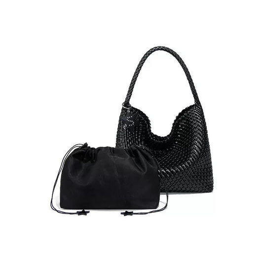 Fashionable Woven Craft Tote Bag | Durable Everyday Handbag with Star Pattern & Organizer Pouch