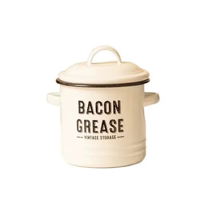 Vintage Enamel Oil Pot Large Capacity Grease Container for Rustic Kitchen Decor