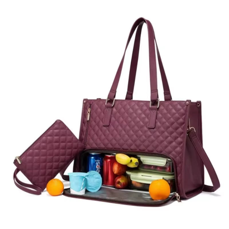 Multi-Purpose Waterproof Travel Bag for Women | Durable Tote with Hidden Lunch Compartment & Laptop Sleeve