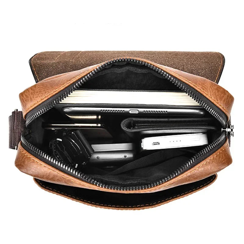 Weixier Men's Versatile Business Bag | PU Leather Satchel with Interior & Exterior Pockets