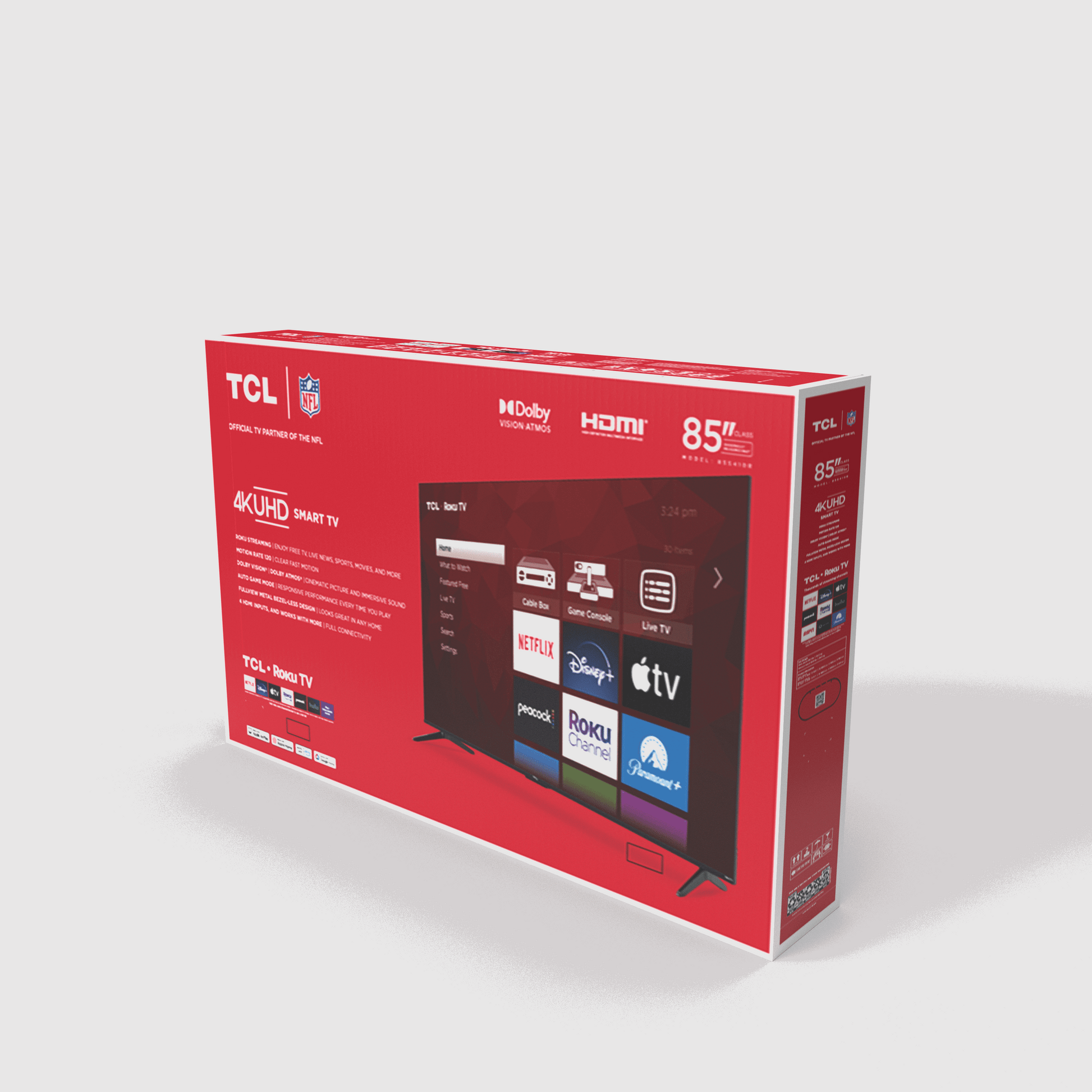 TCL 85” Class S4 (85S410R) 4K UHD HDR LED Smart TV with Roku TV