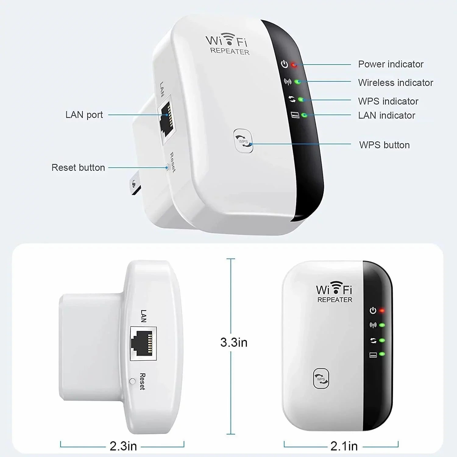 Emlimny Wifi Extender Signal Booster - 1200Mbps, 3000 Sq.Ft Coverage, 2.4 & 5GHz Dual Band Wifi Repeater