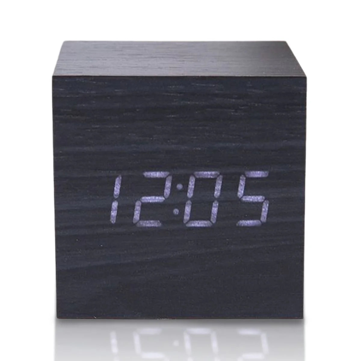 Wooden Minimalist Table Clock | Voice-Activated LED Digital Alarm Clock with Temperature Display