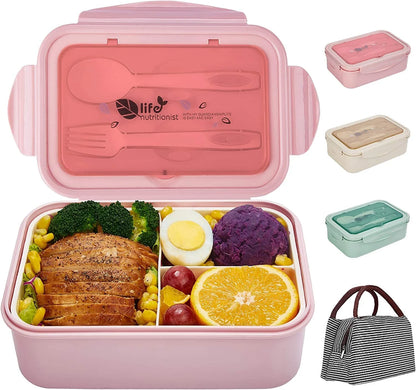 Bento Lunch Box Set – 3-Compartment Leak-Proof Meal Prep Container with Utensils & Insulated Lunch Bag