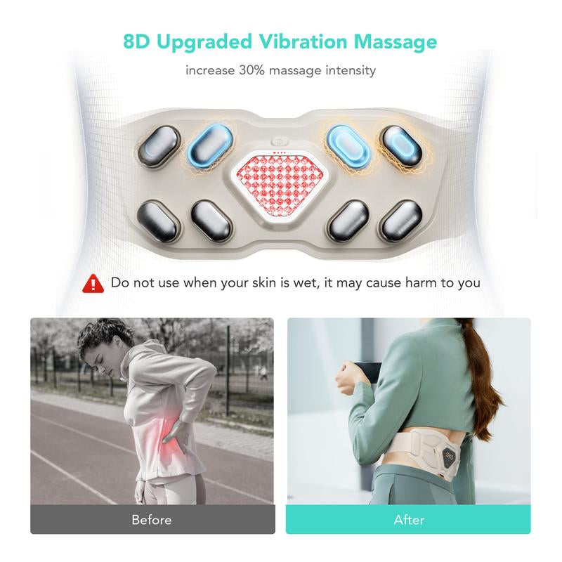 SKG W9 Pro Smart Back Massager for Lower Back Pain Relief | Heated & Vibrating Lumbar Support Belt | App Control, Rechargeable