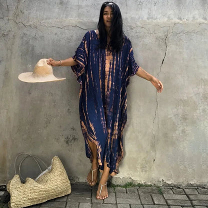 Loose Casual Caftan Beach Maxi Dress for Women | Half Sleeve Swimsuit Cover-Up