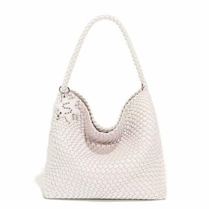 Fashionable Woven Craft Tote Bag | Durable Everyday Handbag with Star Pattern & Organizer Pouch