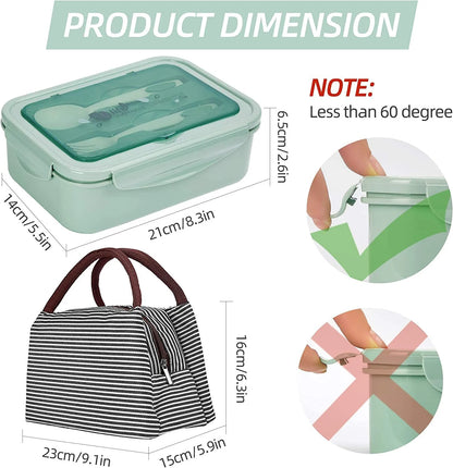 Bento Lunch Box Set – 3-Compartment Leak-Proof Meal Prep Container with Utensils & Insulated Lunch Bag