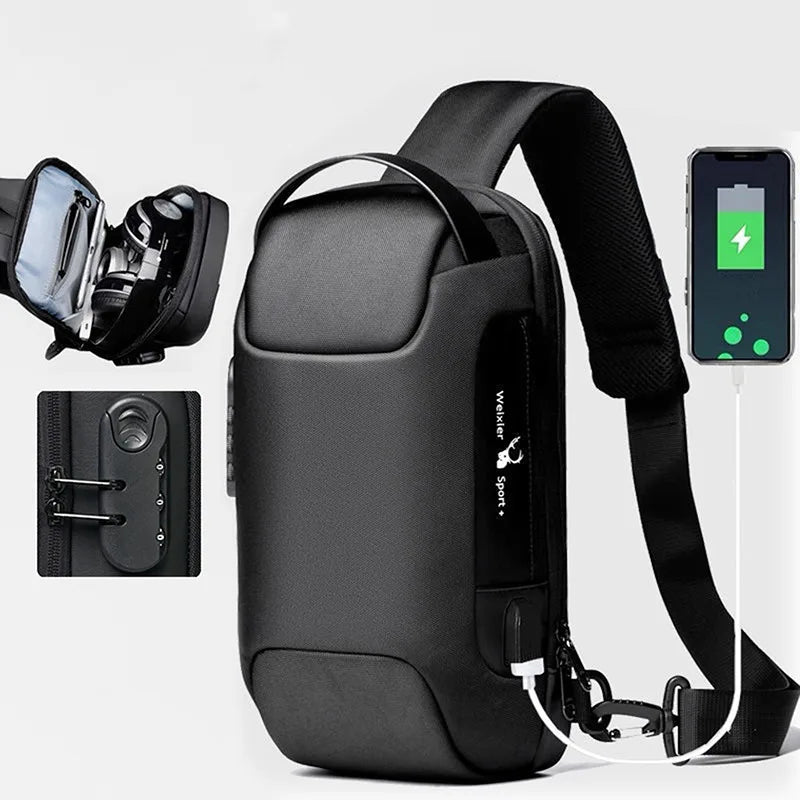 Anti-Theft Crossbody Bag | USB Port, Waterproof Oxford Fabric, Multi-Pocket Design