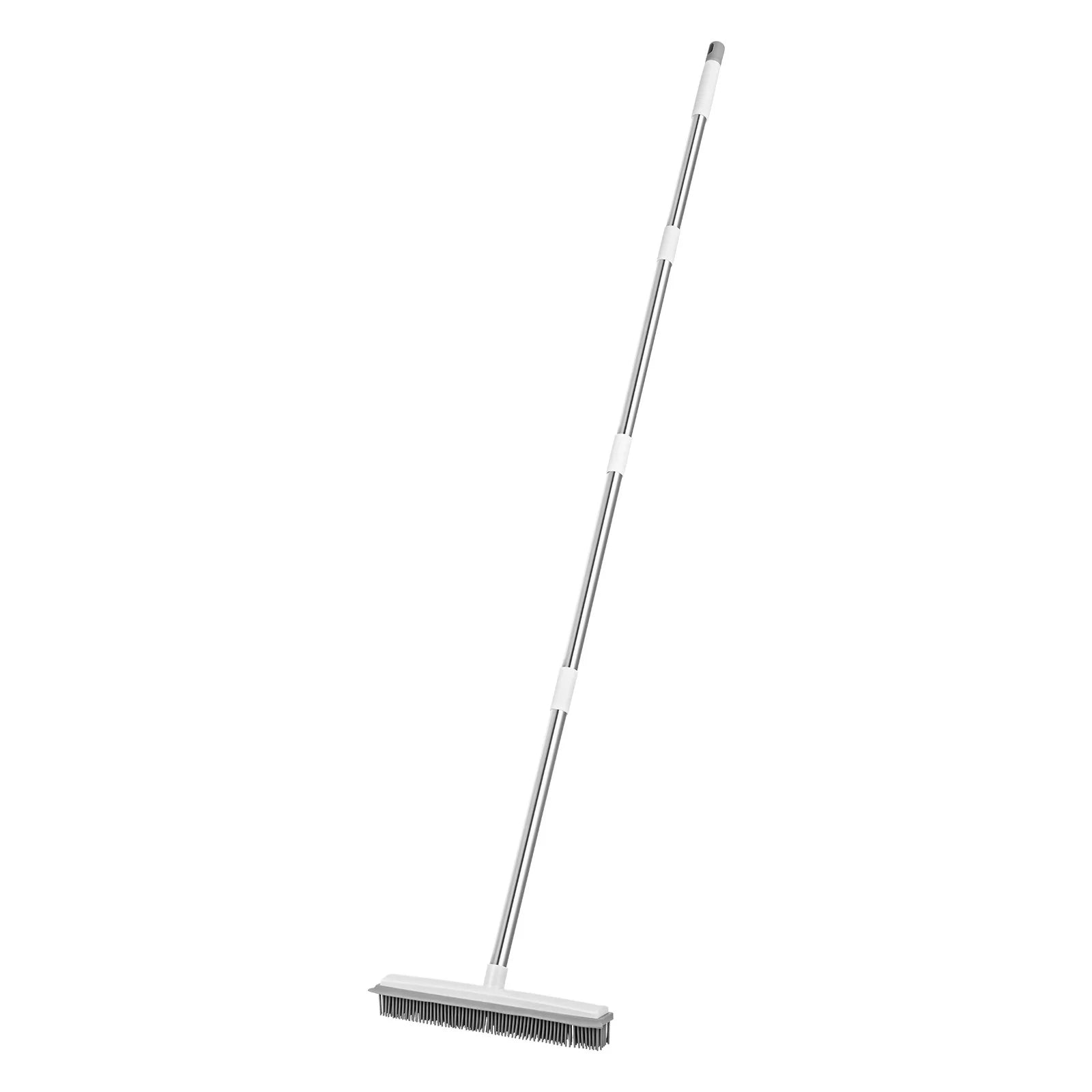 Pet Hair Removal Rubber Broom - 58.46" Adjustable Long Handle for Hardwood & Carpet | Includes Microfiber Cloth