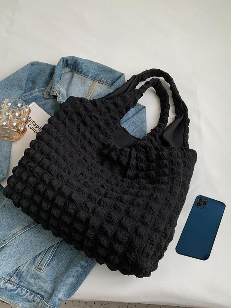 Casual & Versatile Jacquard Tote Bag | Large Capacity Summer Fashion Handbag for Women | Durable Travel & Shopping Bag