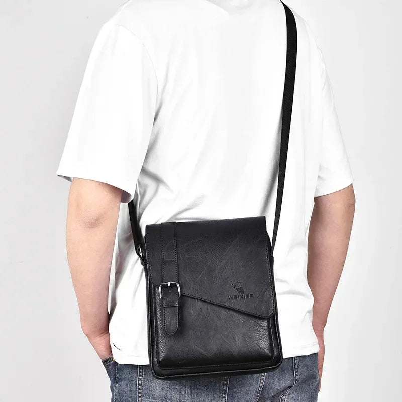 Weixier Men's Versatile Business Bag | PU Leather Satchel with Interior & Exterior Pockets